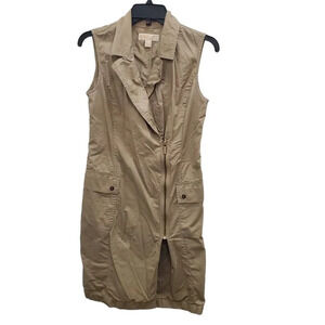 MICHAEL Michael Kors Women's Tan Khaki‎ Sleeveless Wrap Zip Safari Dress Sz S
